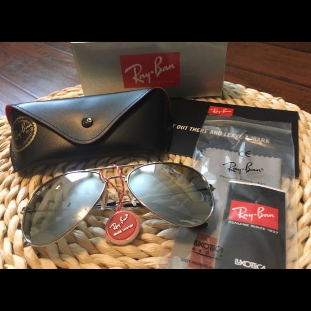 New Silver RayBan Sunglasses for sale unisex NWT